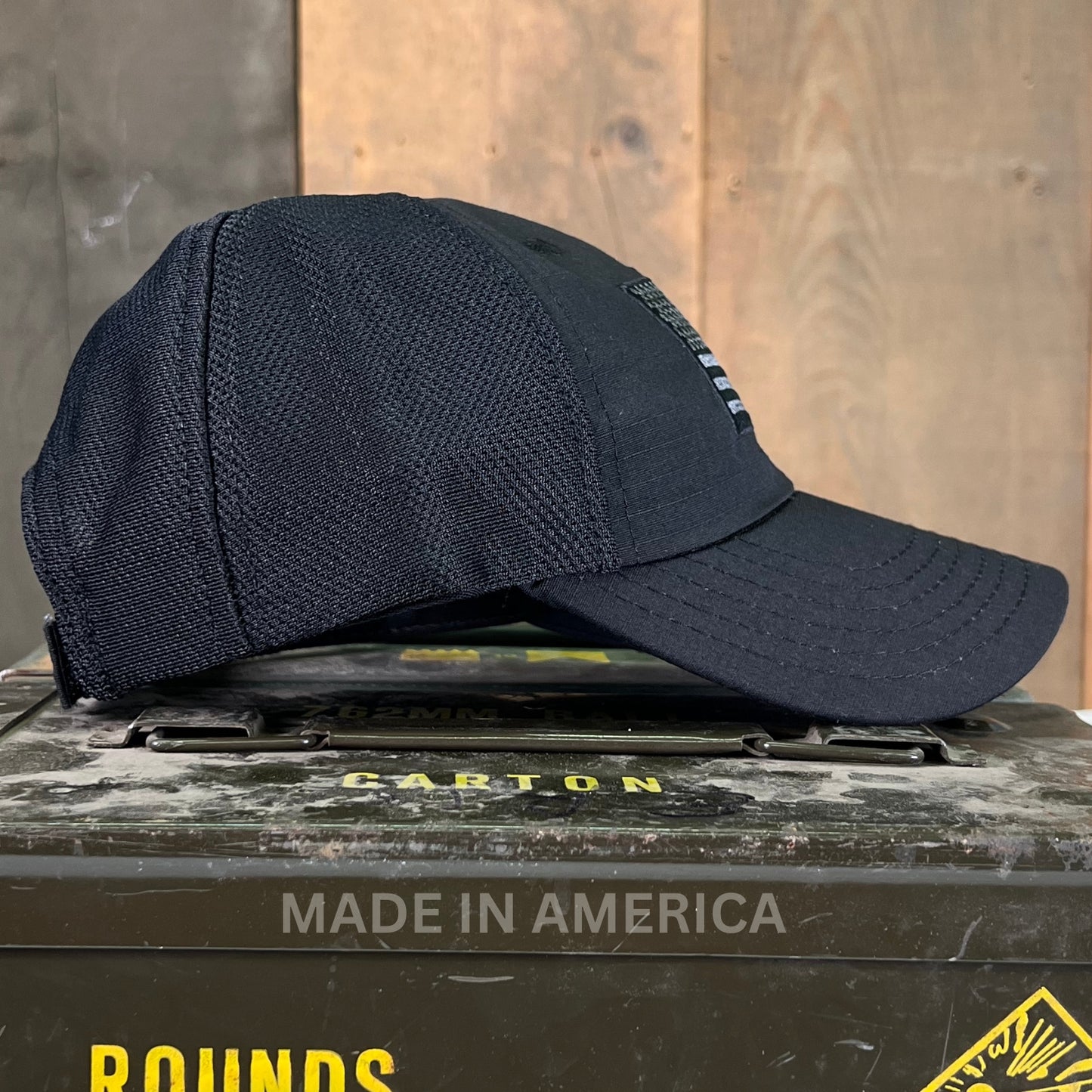 American Flag Hat | Black On Black Mesh