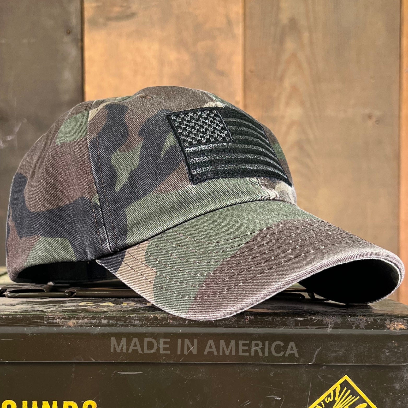 Woodland Camouflage American Flag Hat Made In USA – The American Hat Company